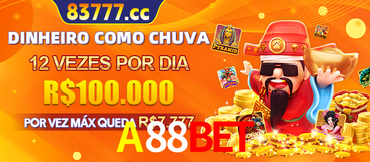 Banner do programa de recompensas Recomende para amigos do A88BET, detalhando os bônus por convidar amigos, com prêmios que chegam a R$288.888.
